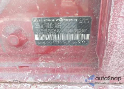 2016 Mitsubishi Lancer Es из США, поврежденный, VIN JA32U2FU4GU011667